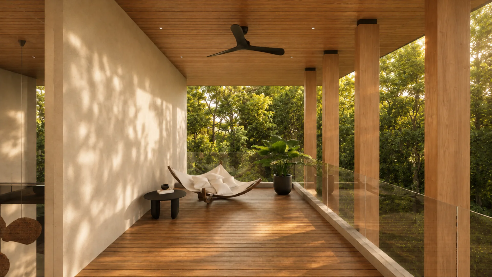 Casa Iki yoga deck in the Blanc palette