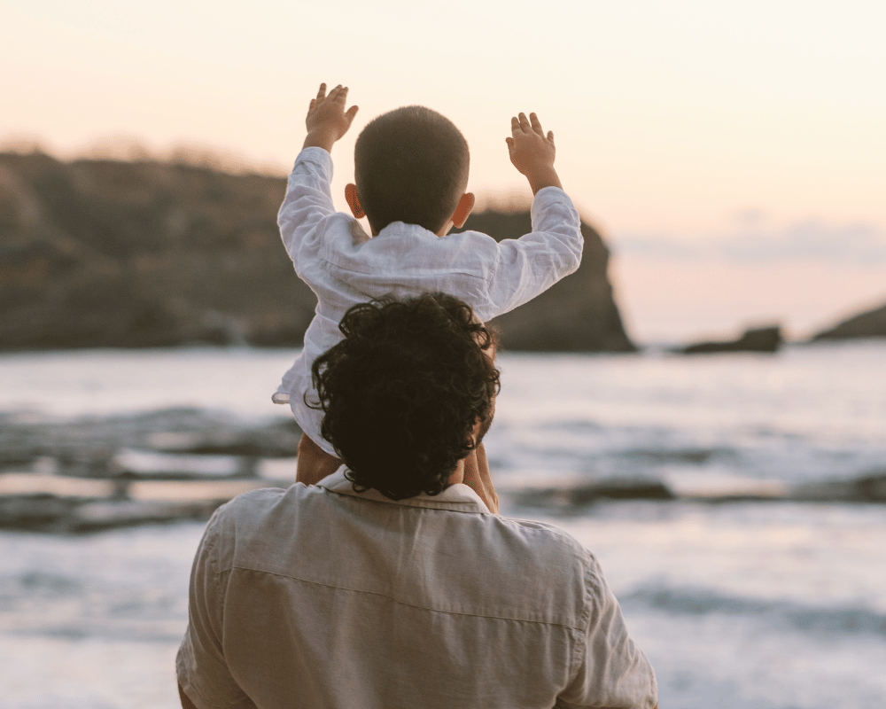 A family on the beach at Shift Esperanza