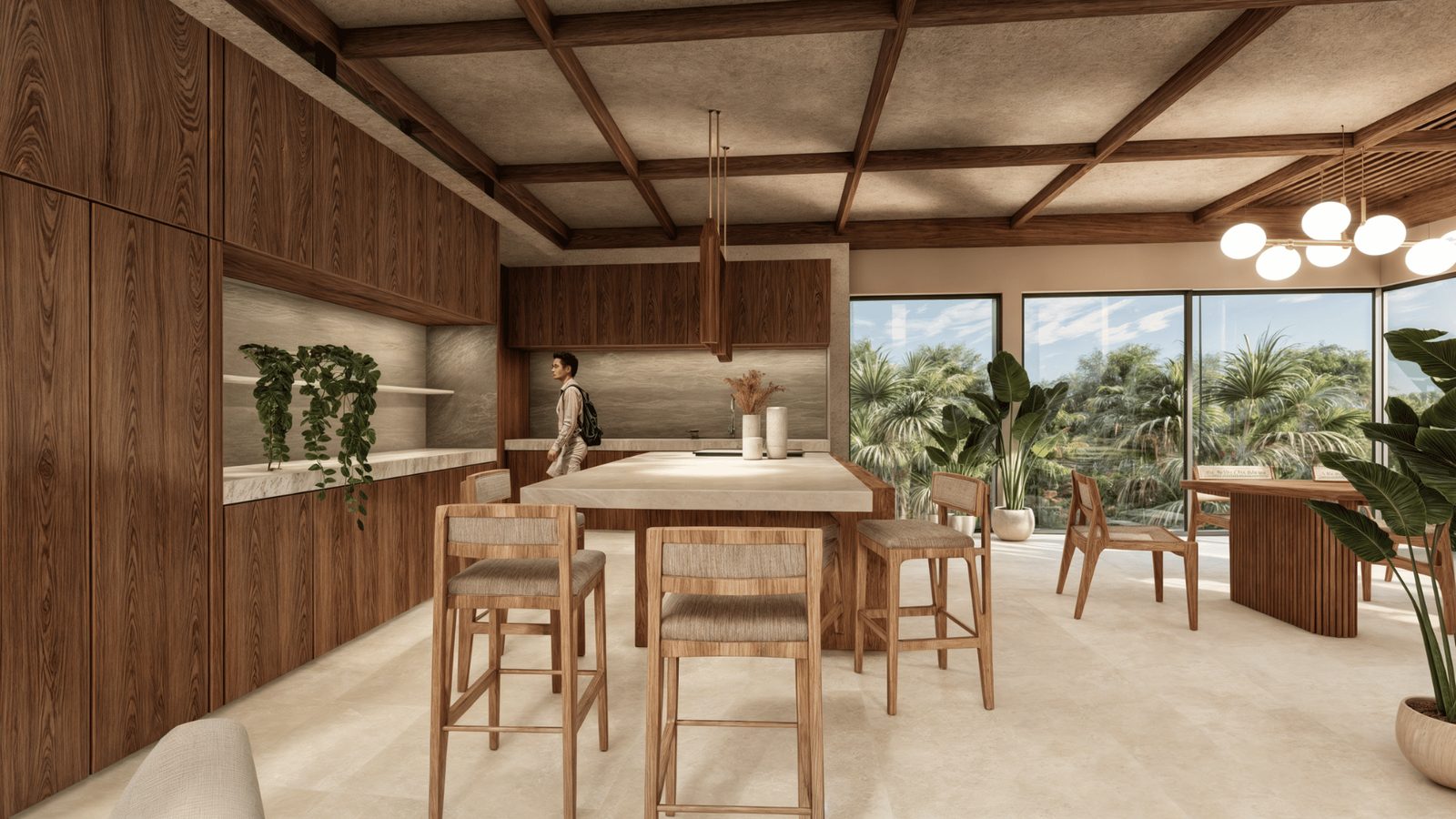 Alba Nueva dining area beside the kitchen