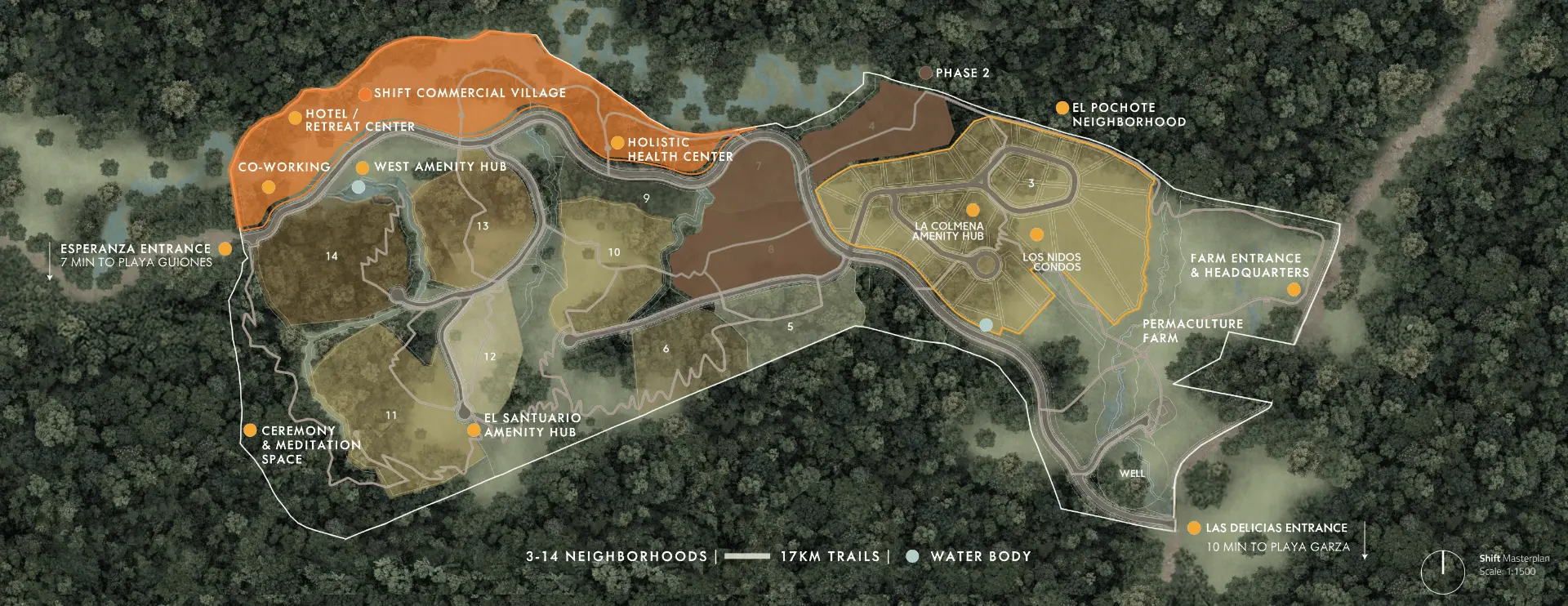 The Shift Esperanza masterplan across 108 acres in Nosara